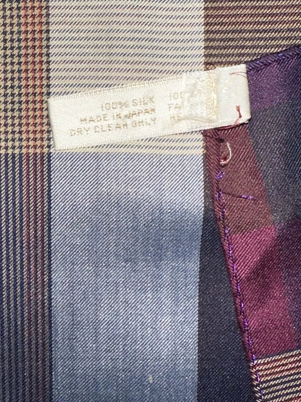 Vintage Men's Perry Ellis Plaid Silk Scarf